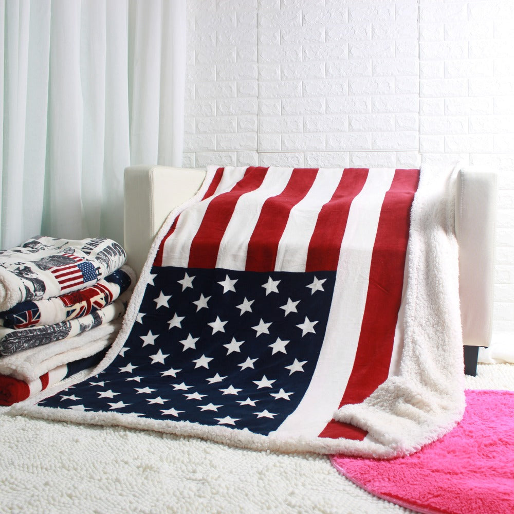 Us Flag CLP2810162TT Sherpa Fleece Blanket
