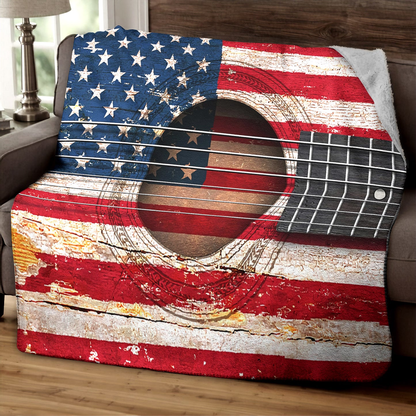 Usa Flag Guitar TN230859TT Sherpa Fleece Blanket