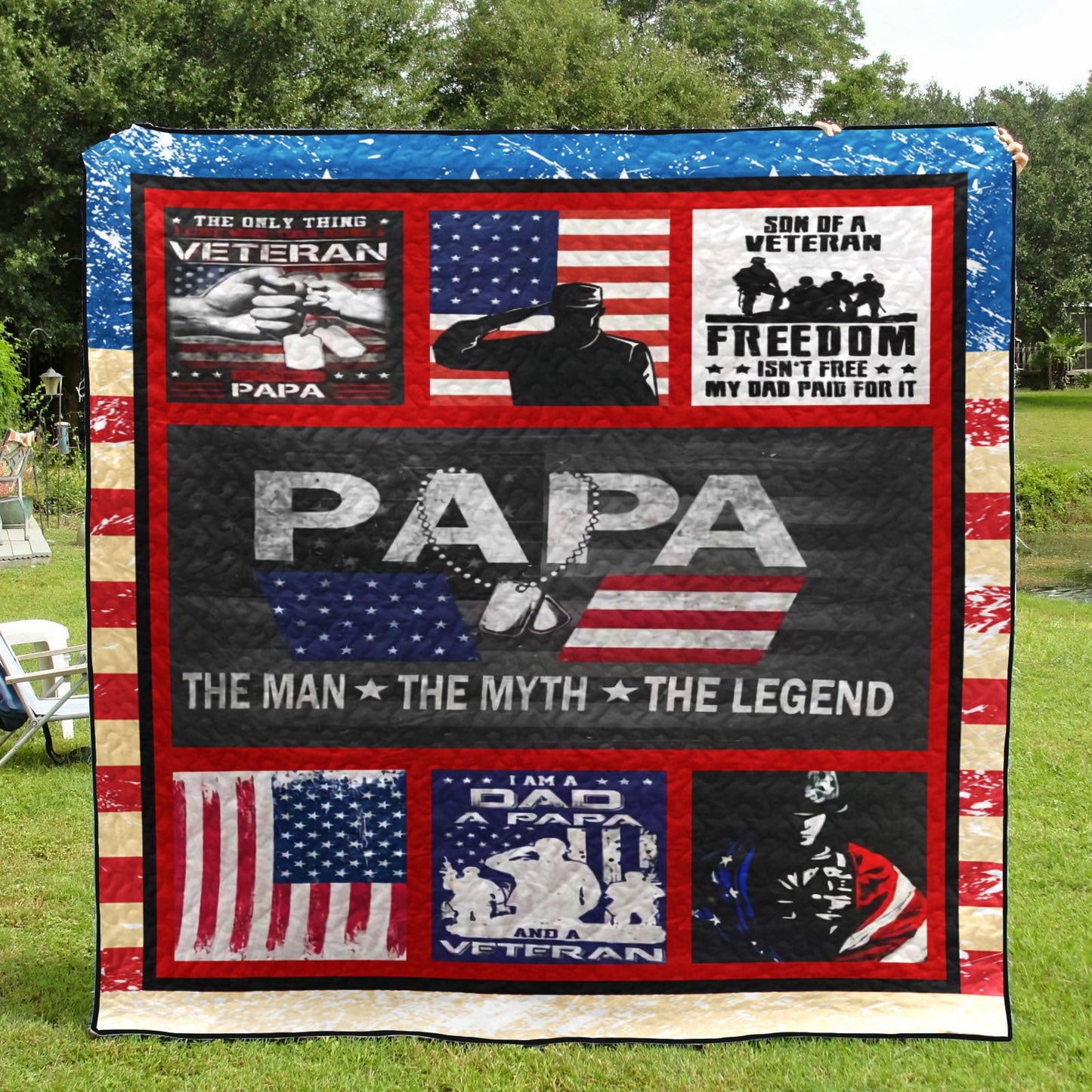 Veteran Papa CL15100379MDQ Quilt Blanket