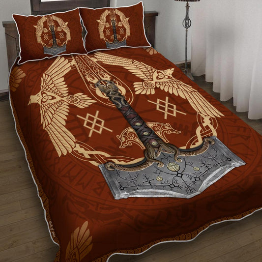 Viking Ravens Mjolnir Quilt Bedding Set CLH1609013