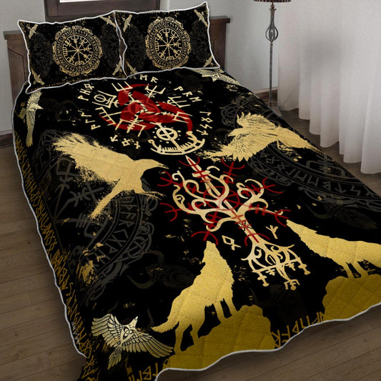 Viking Vegvisir Yggdrasil Quilt Bedding Set CLH1609014