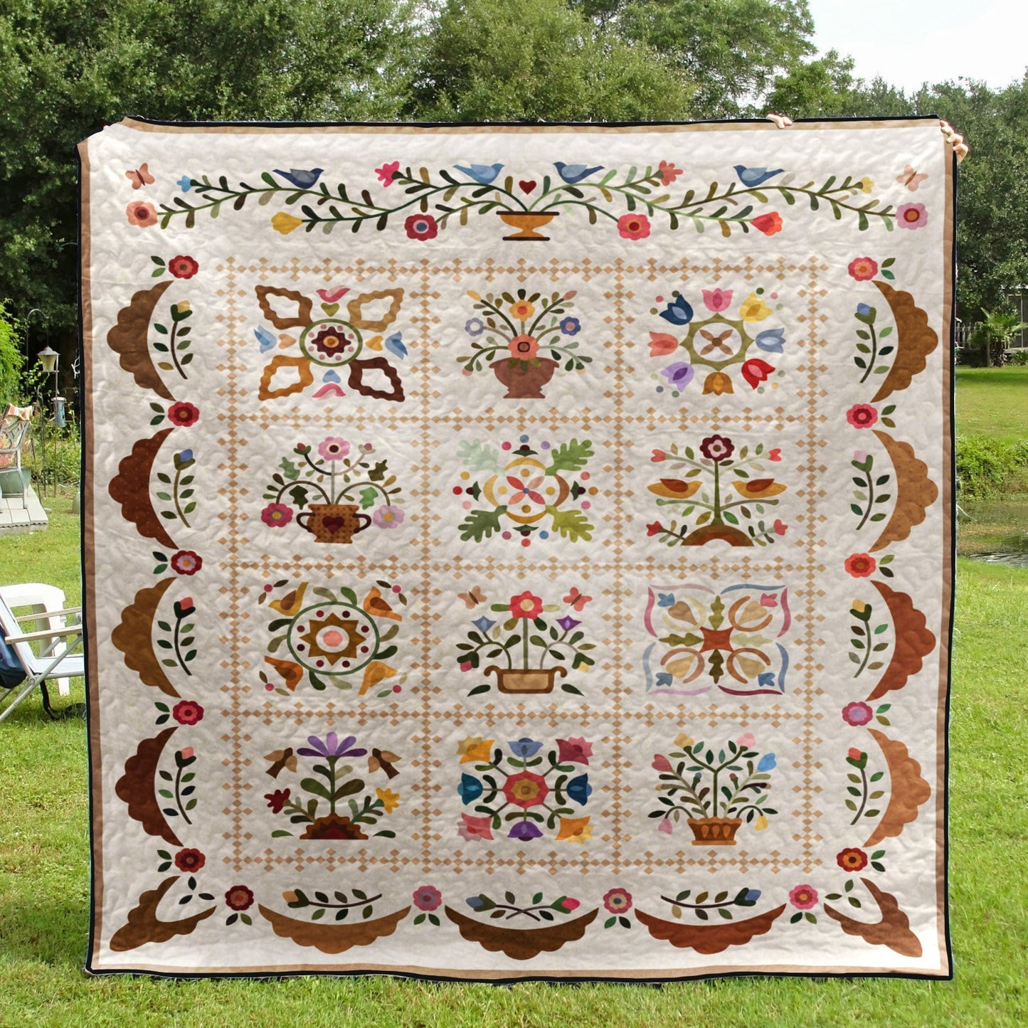 Vintage Flower Garden CLA0111870Q Quilt Blanket