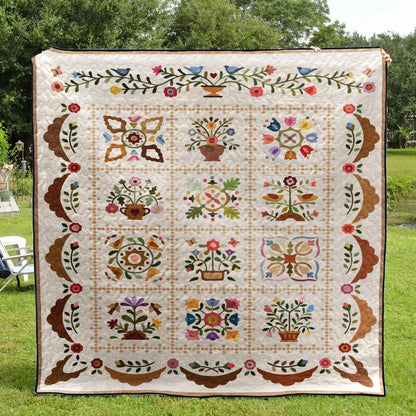 Vintage Flower Garden CLA0111870Q Quilt Blanket