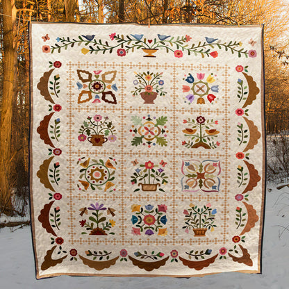 Vintage Flower Garden CLA0111870Q Quilt Blanket