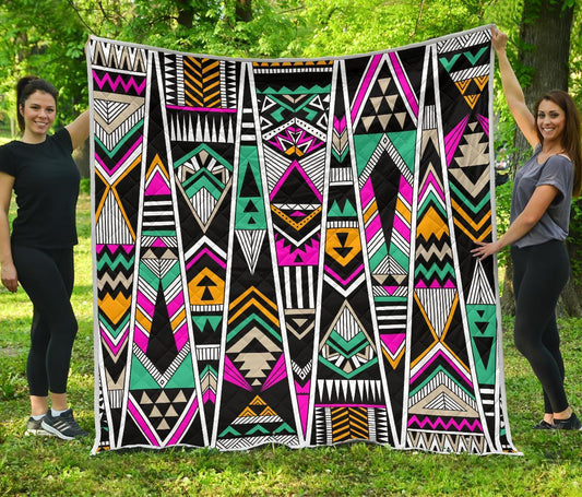 Vintage Tribal Aztec CL17100679MDQ Quilt Blanket