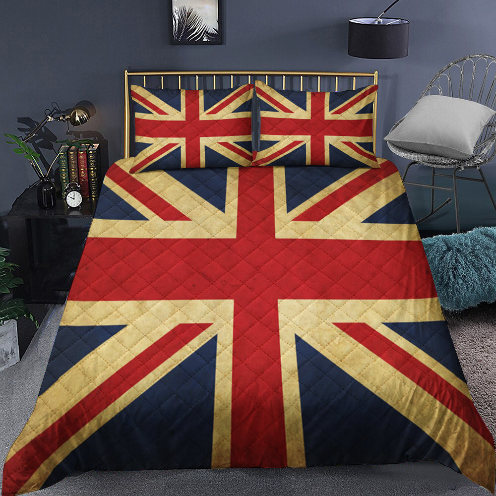 Vintage Union Jack British Flag Quilt Bedding Set MT1509005