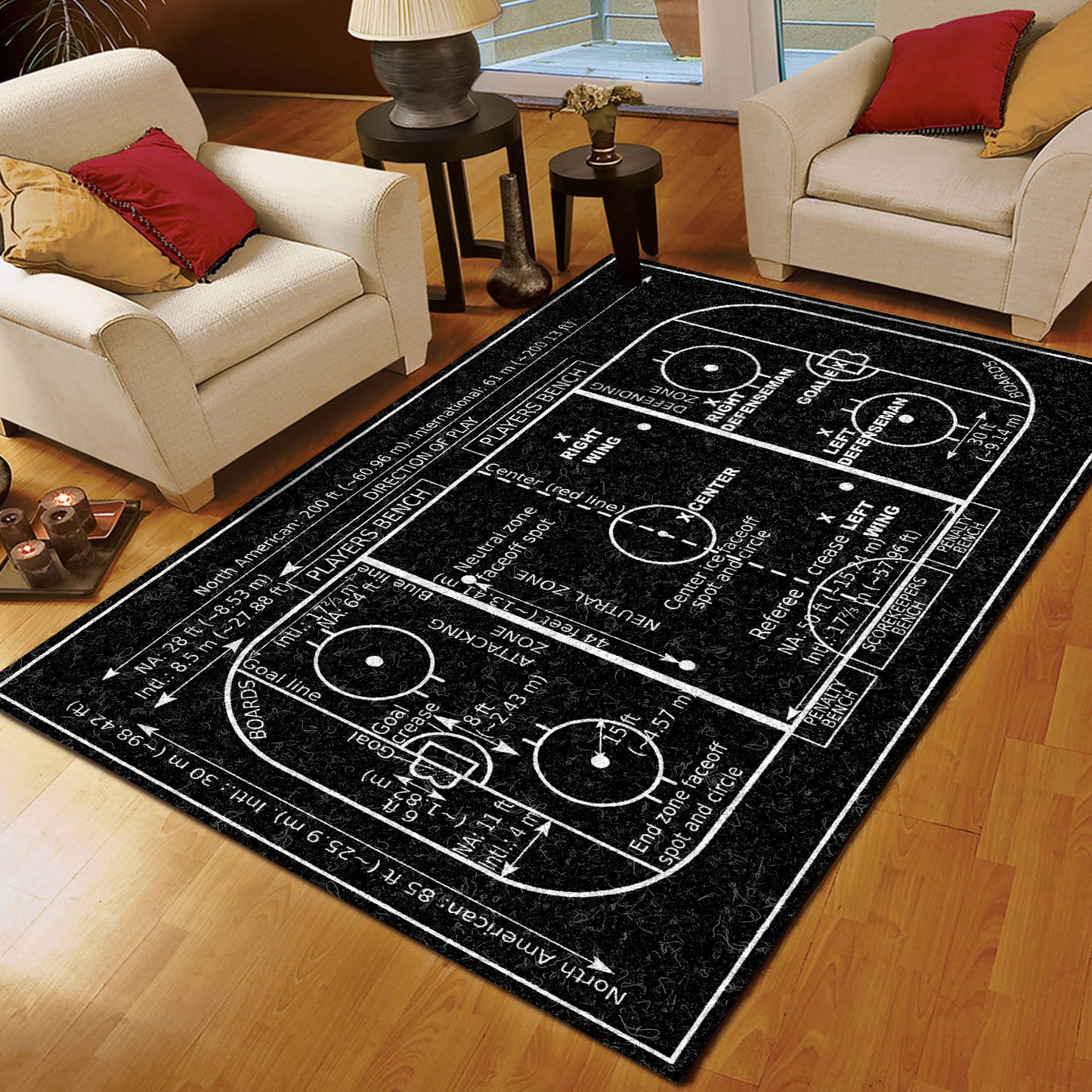 Vintage Ice Hockey Rink CLA1410149R Rug