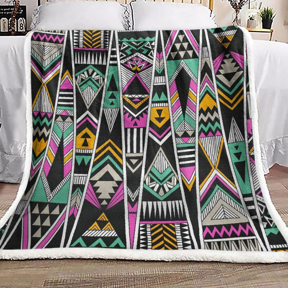 Vintage Tribal Aztec CL19100418MDF Sherpa Fleece Blanket