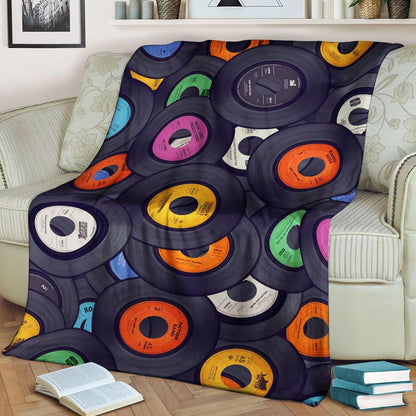 Vinyl Records HM0809166TT Sherpa Fleece Blanket