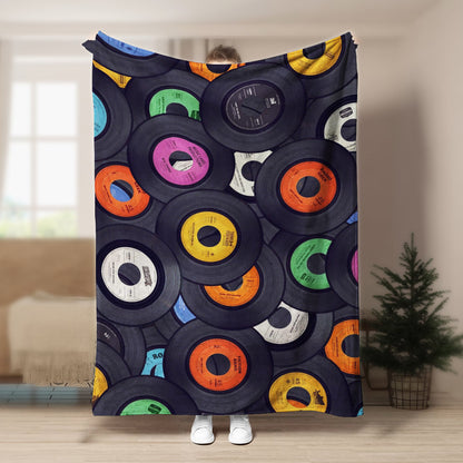 Vinyl Records HM0809166TT Sherpa Fleece Blanket
