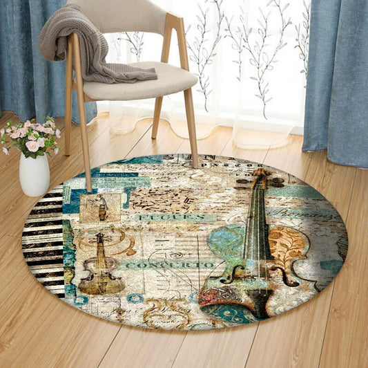 Violin Vintage NP0711008RR Round Area Rug