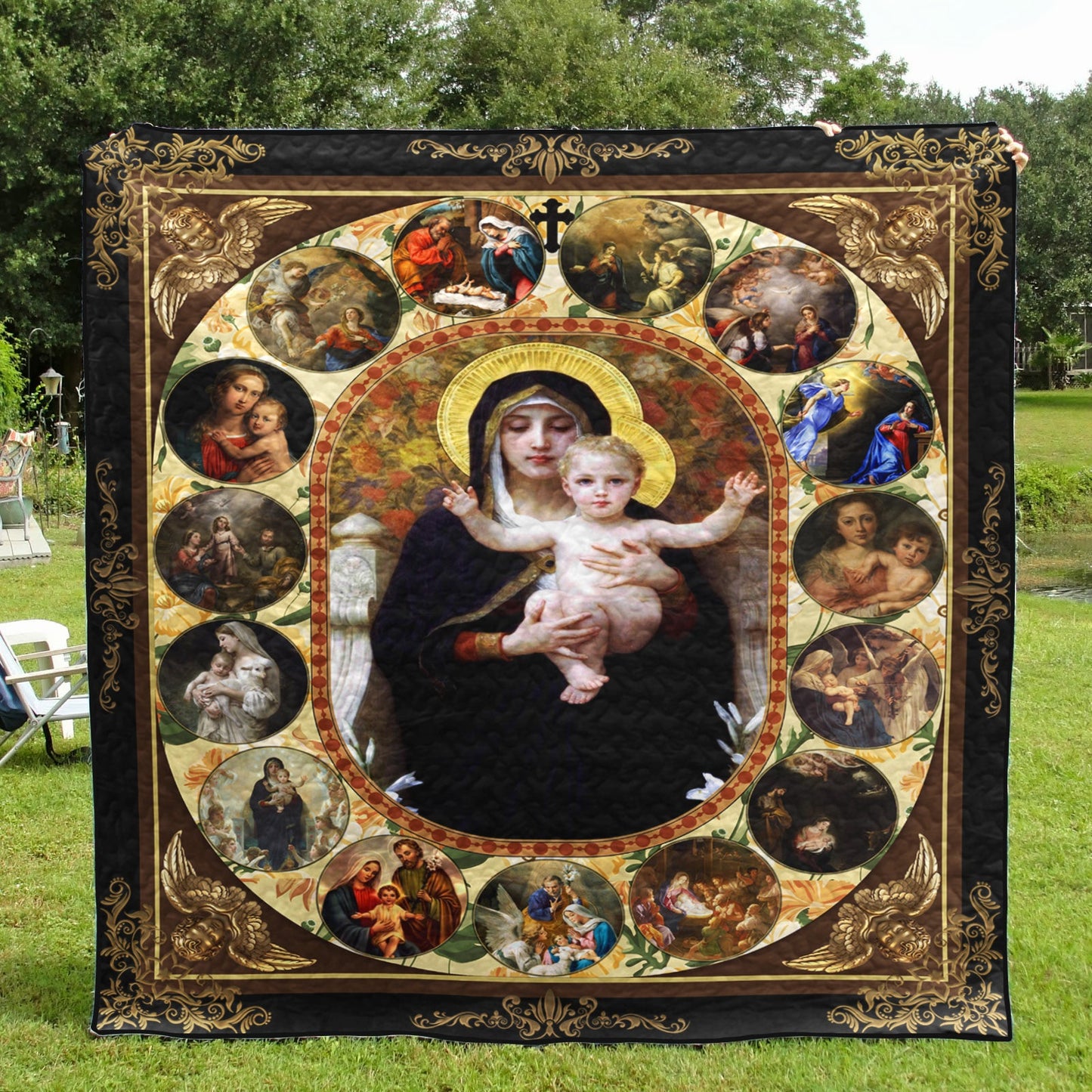 Virgin Mary Quilt Blanket HM220708M