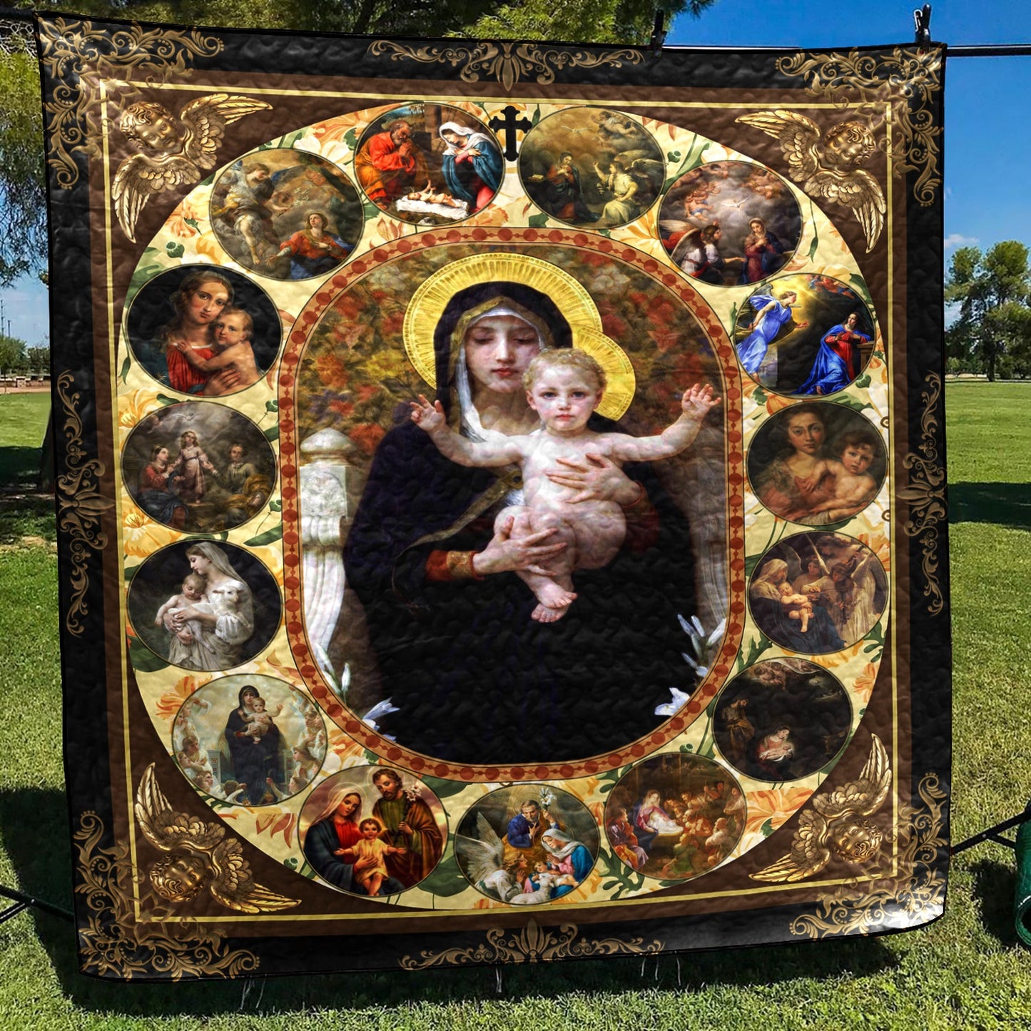 Virgin Mary Quilt Blanket HM220708M