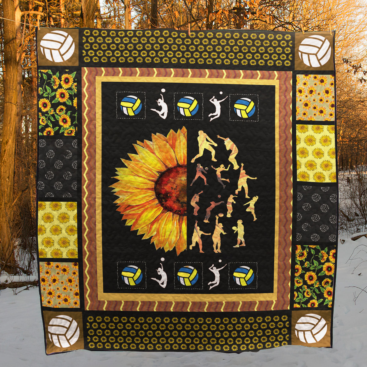 Volleyball Sunflower CL15100419MDQ Quilt Blanket