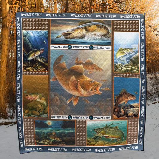 Walleye Fish CL15110297MDQ Quilt Blanket