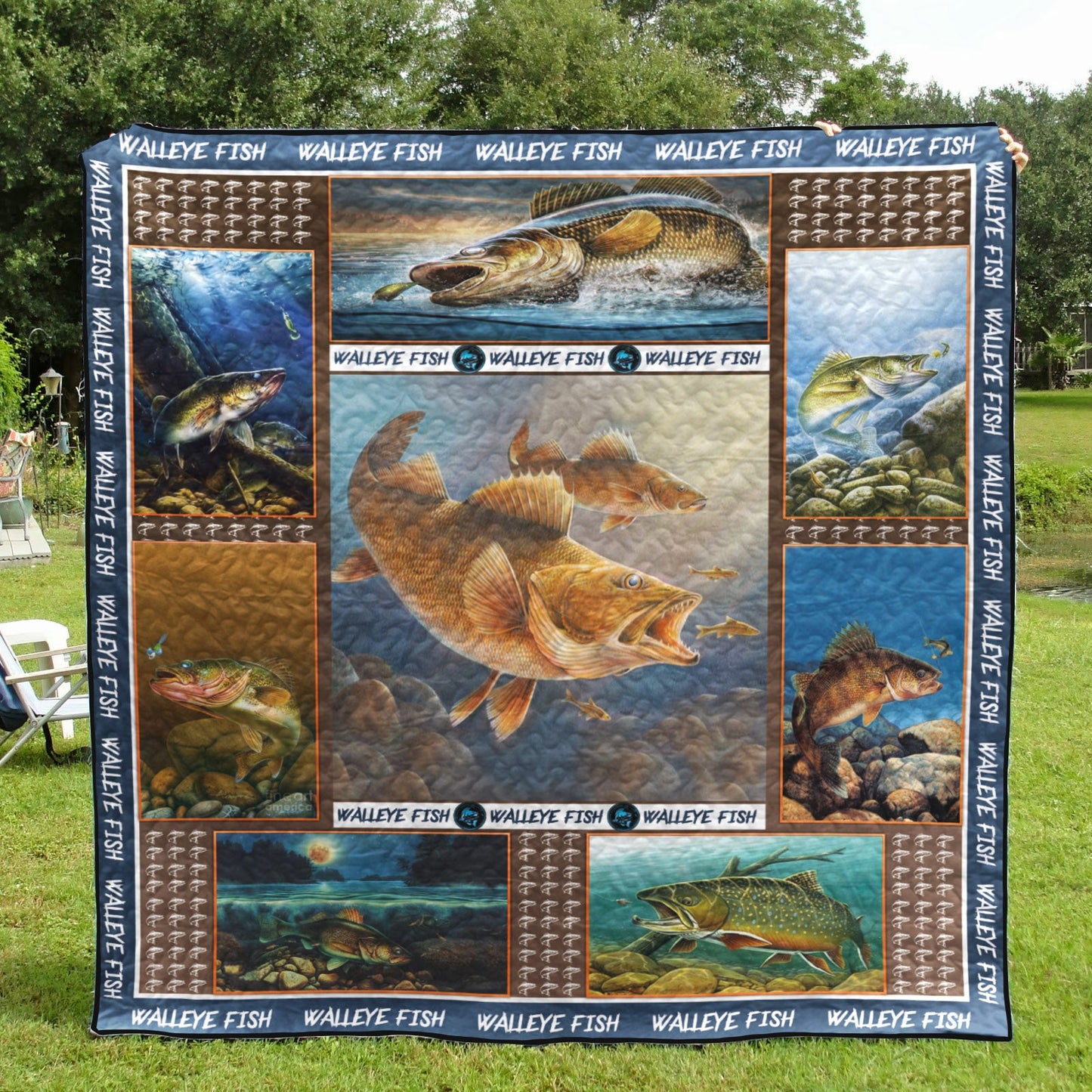 Walleye Fish CL15110297MDQ Quilt Blanket