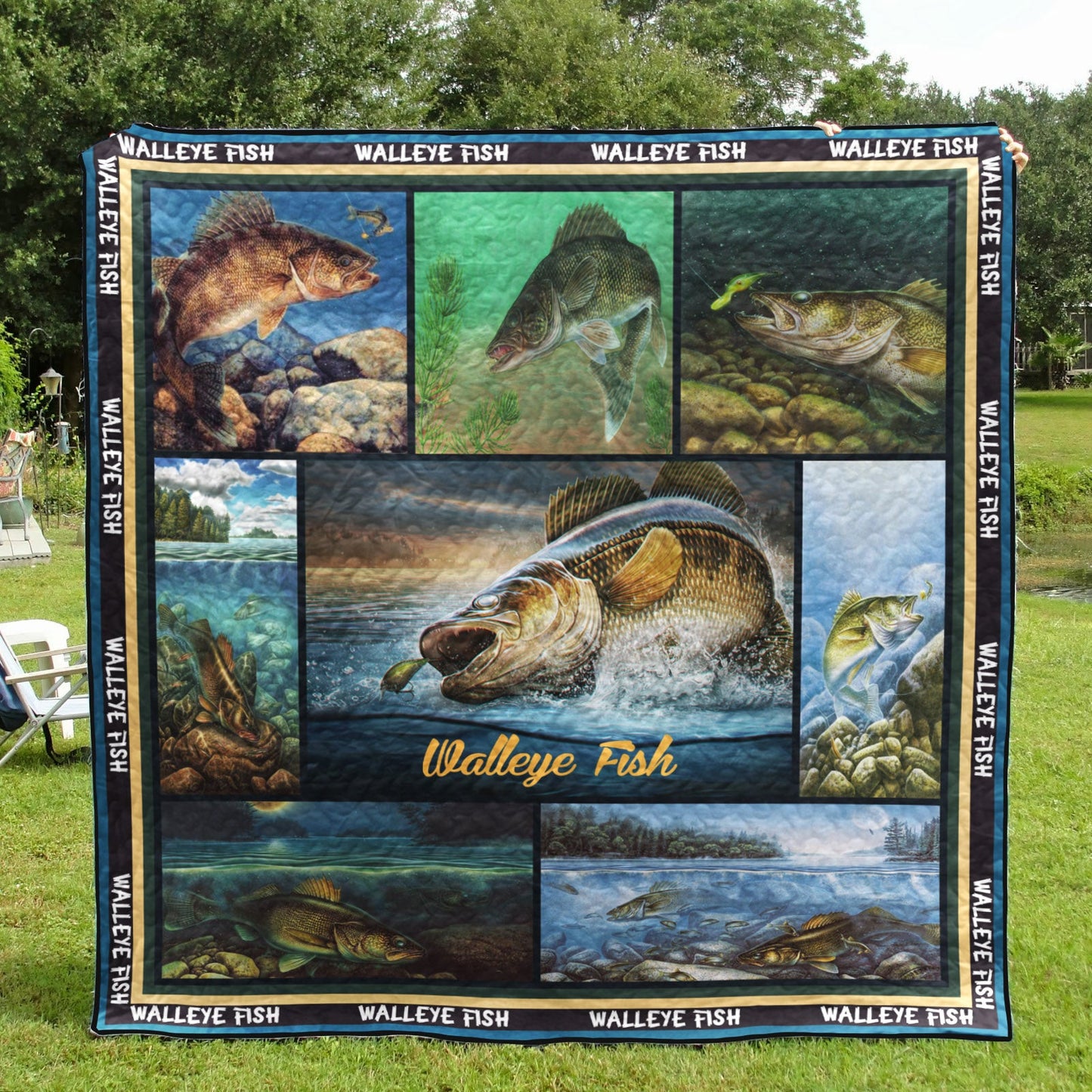 Walleye Fishing Collection CL16110150MDQ Quilt Blanket