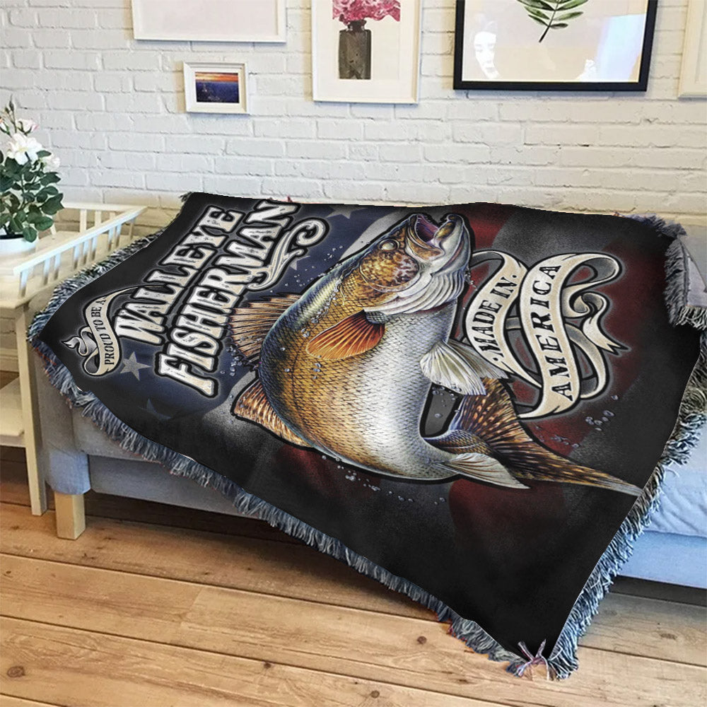 Walleye Fisherman Made In America NN1010164S Throw Blankets For Sofa