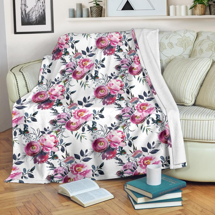 Watercolor Floral CLH0211448F Sherpa Fleece Blanket