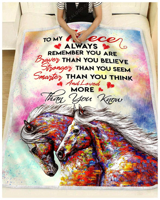 Watercolor Horse To My Niece CL26110604MDF Sherpa Fleece Blanket