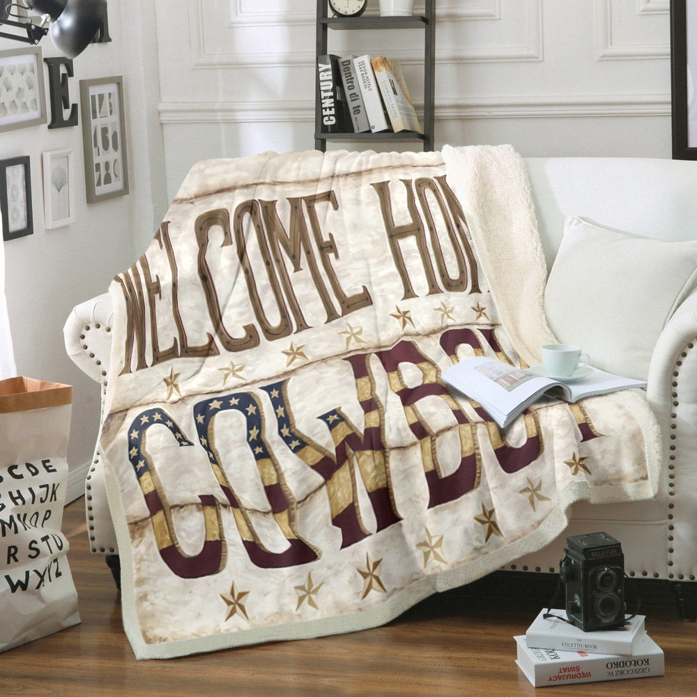 Welcome Home Cowboy HT290843TT Sherpa Fleece Blanket