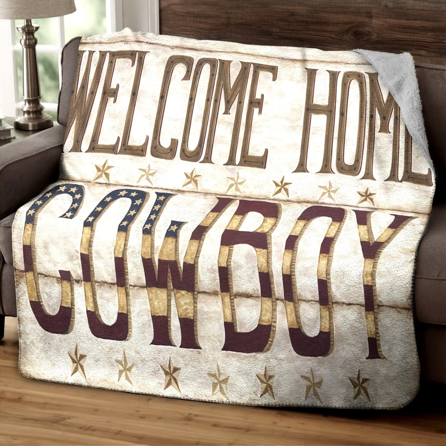 Welcome Home Cowboy HT290843TT Sherpa Fleece Blanket