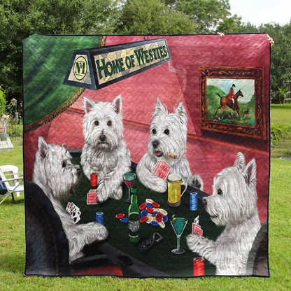 West Highland White Terriers Poker CL18111853MDQ Quilt Blanket