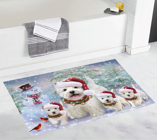 West Highland White Terrier Christmas Dog Running CL18111042MDD Non-slip Door mats