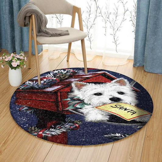 West Highland White Terrier Christmas HM1511051TM Round Area Rug