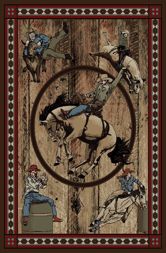 Western Lodge Horse Cowboy Rustic CLA0410143R Rug