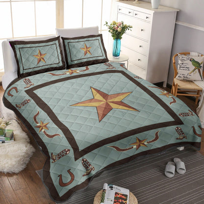 Western Rustic Longhorn Star CLM2110614B Quilt Bedding Set