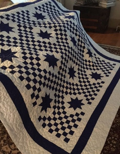 White Triple Irish Chain With Stars CLA2110482Q Quilt Blanket