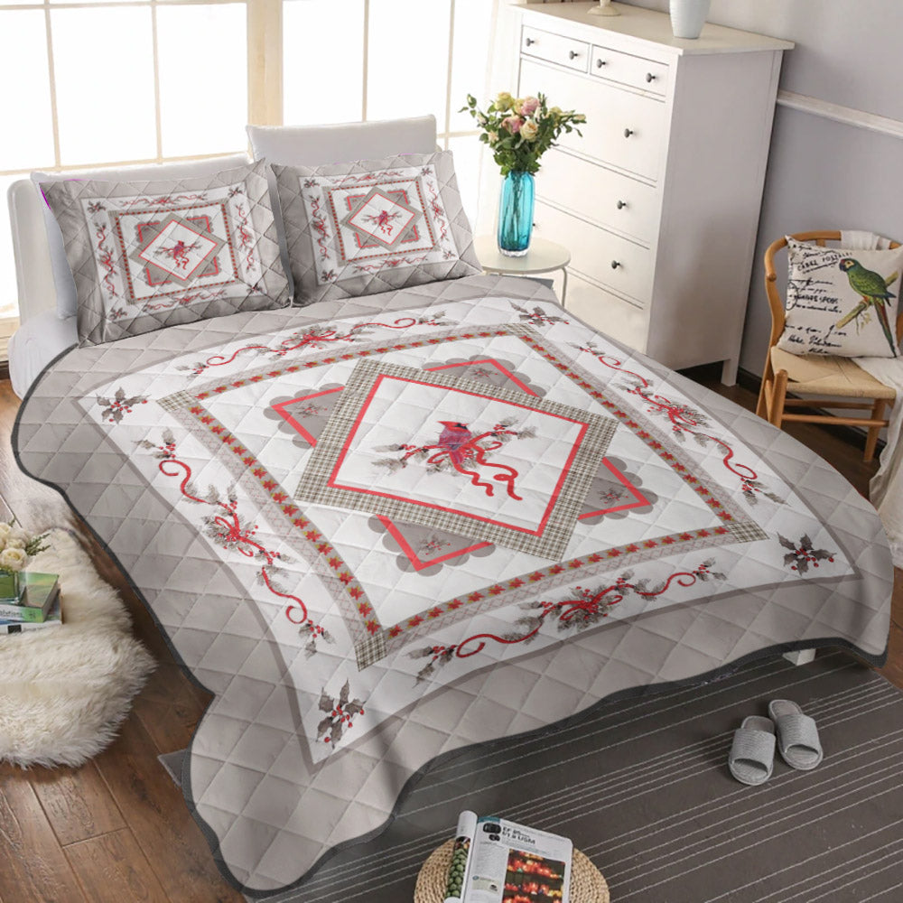 White Cardinal CLM2210286B Quilt Bedding Set