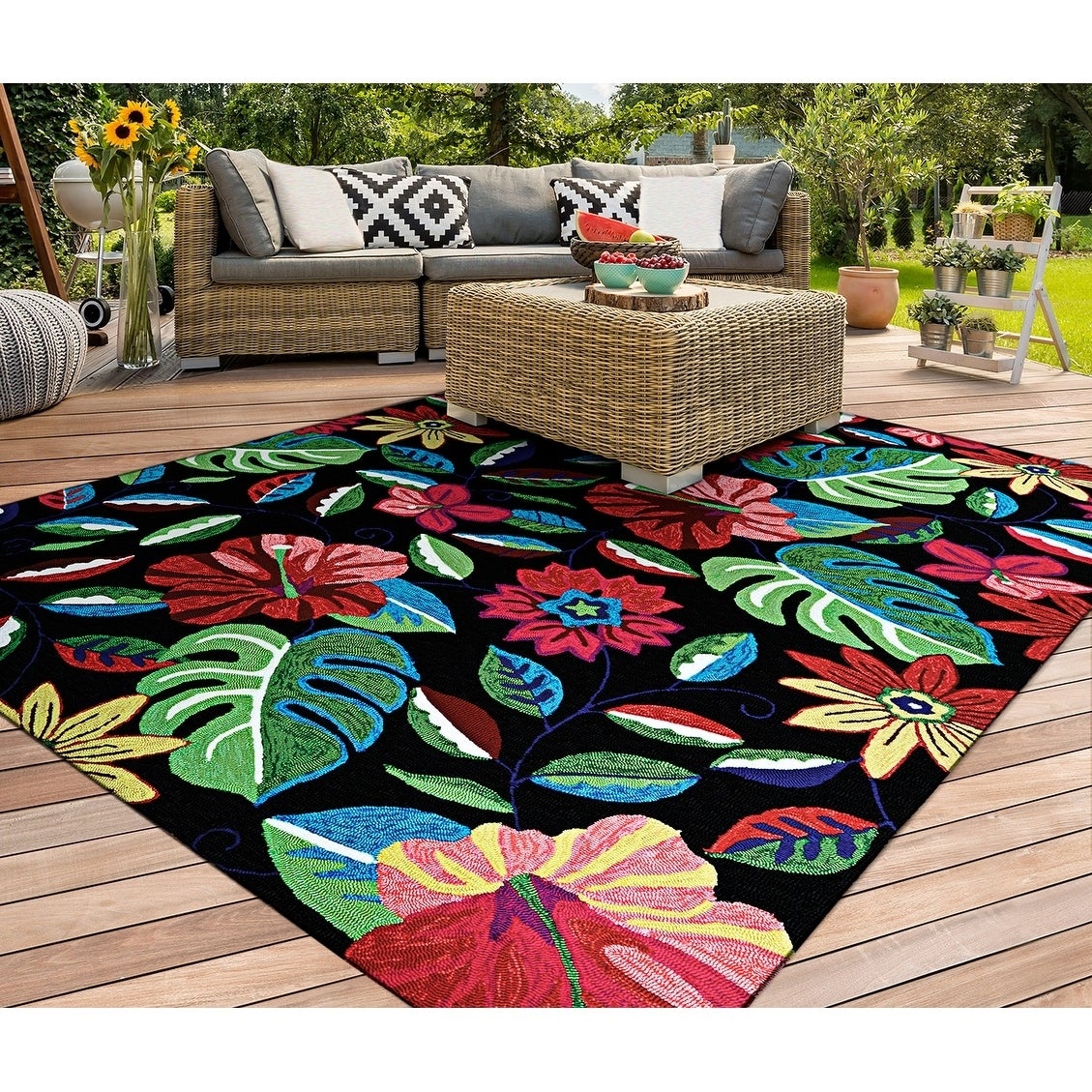 Wiltshire Hibiscus Fern Black CLA1410716R Rug