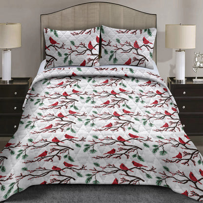 Winter Cardinals Christmas CLH2110142B Quilt Bedding Set