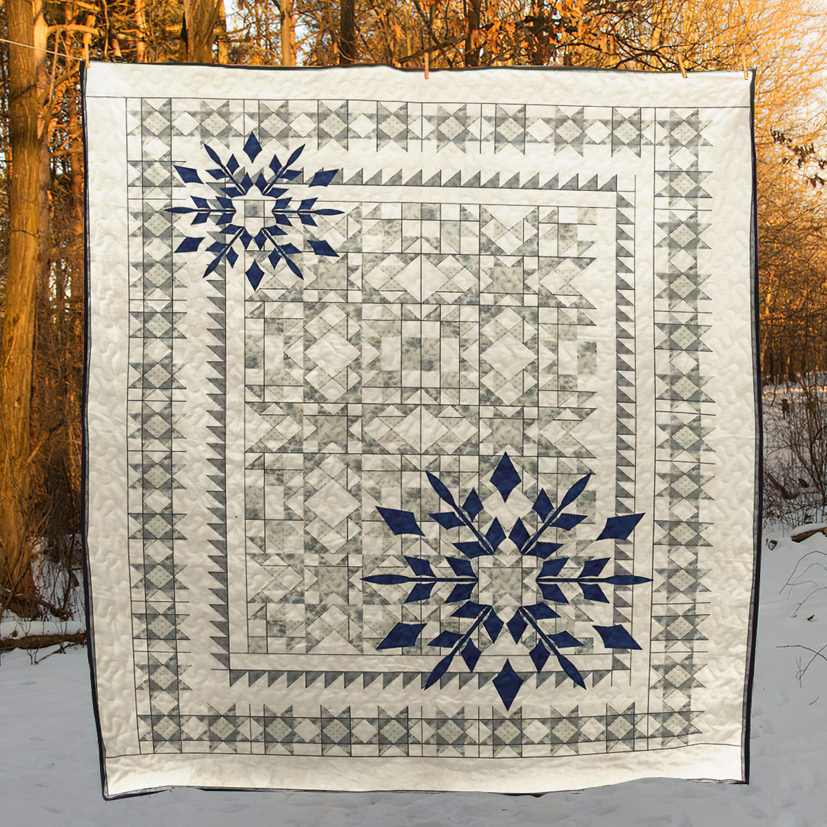 Frosty Snowflakes CLA0411468Q Quilt Blanket