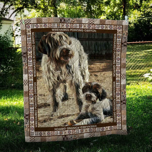 Wirehaired Pointing Griffon Family CL10100252MDQ Quilt Blanket