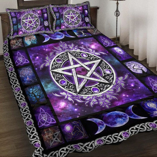 Witch Vibes Purple Pentagram Quilt Bedding Set CLH3009001