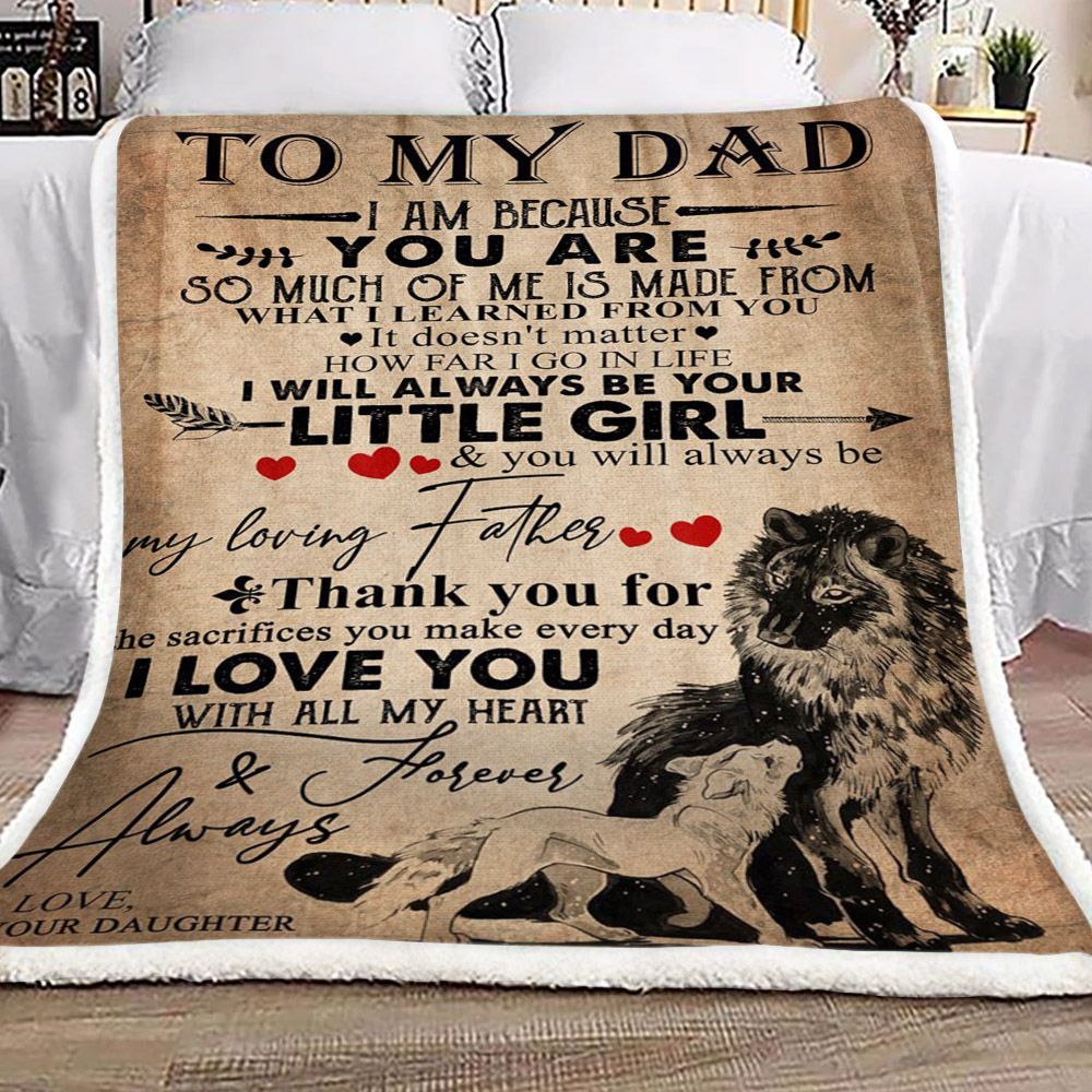 Wolf To My Dad Love Your Daughter CL16110722MDF Sherpa Fleece Blanket