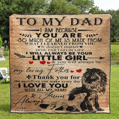 Wolf To My Dad Love Your Daughter CL16111028MDQ Quilt Blanket