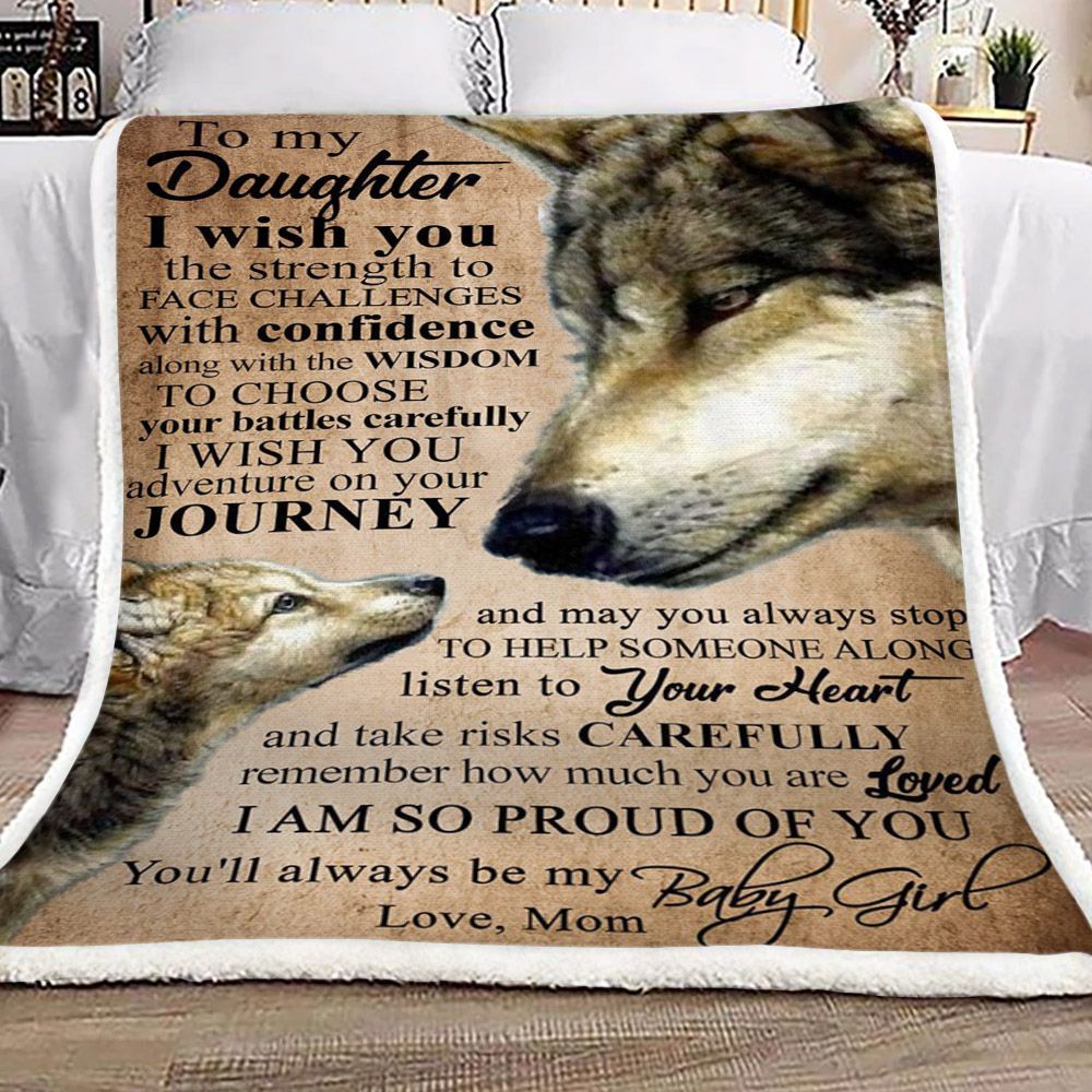 Wolf To My Daughter From Mom CL16110723MDF Sherpa Fleece Blanket