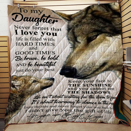 Wolf To My Daughter Kisses Dad CL16111032MDQ Quilt Blanket