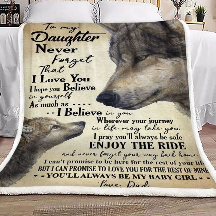 Wolf To My Daughter Love Dad CL16110728MDF Sherpa Fleece Blanket