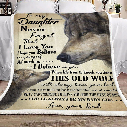 Wolf To My Daughter Your Dad CL16110734MDF Sherpa Fleece Blanket