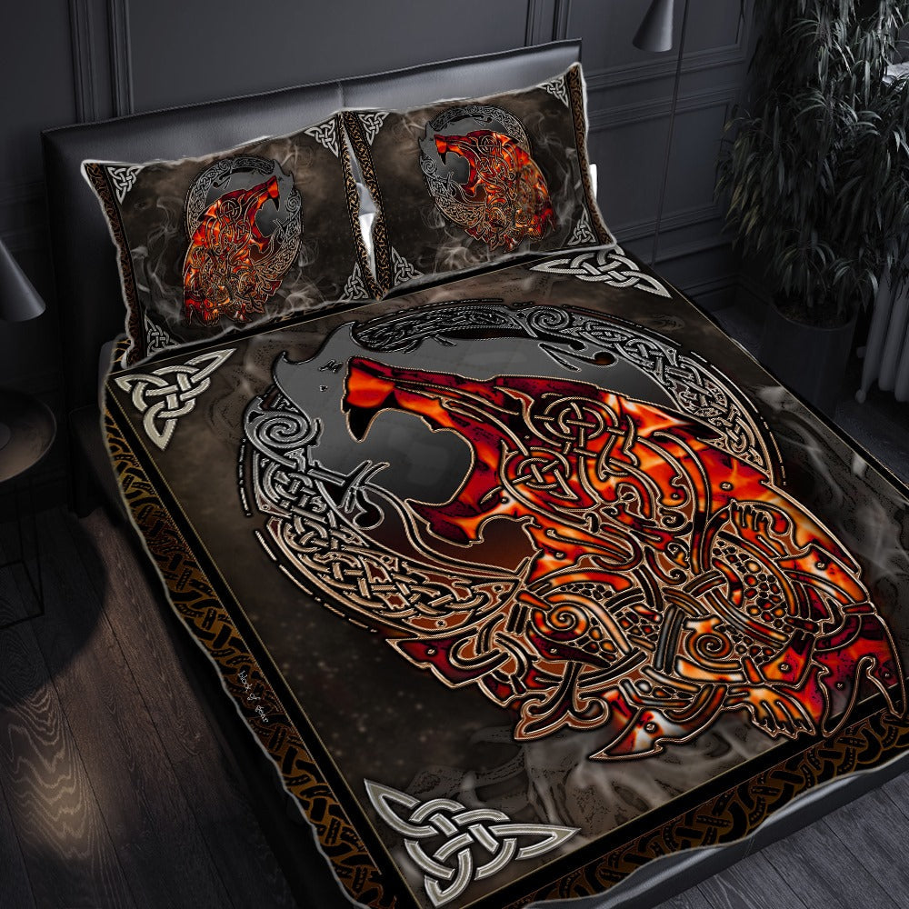 Wolf Viking Quilt Bedding Set Quilt Bedding Set CLH1009011