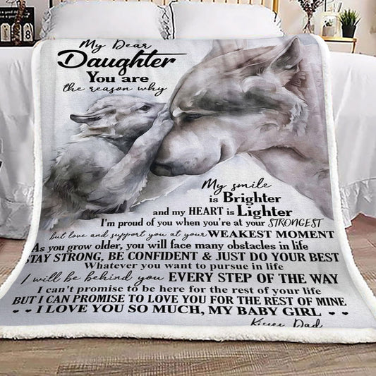 Wolf Family My Dear Daughter Kisses Dad CL16110716MDF Sherpa Fleece Blanket
