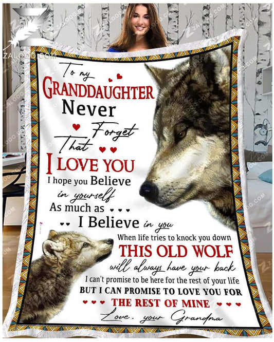 Wolf For Granddaughter From Grandma When Life Tries To Knock You Down CL26110614MDF Sherpa Fleece Blanket