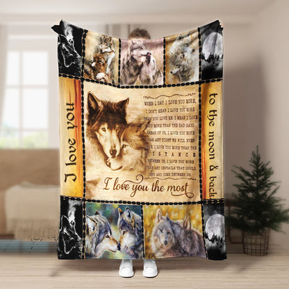 Wolf I Love You The Most CLA1910151F Sherpa Fleece Blanket