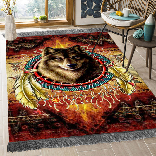 Wolf Native American HN2609241O Decorative Floor-cloth