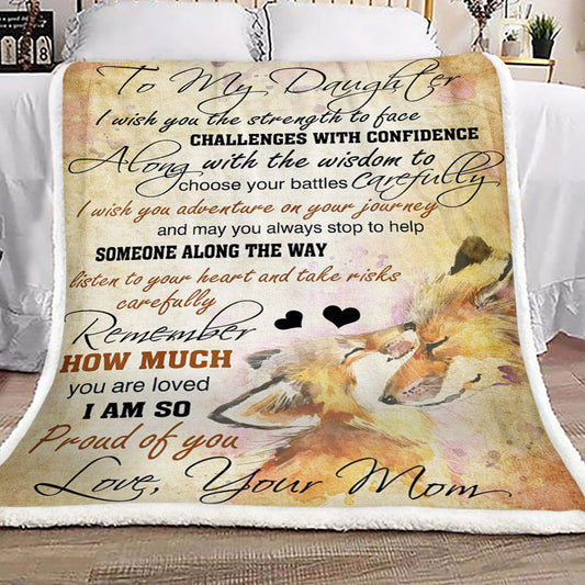 Wolf To My Daughter Love Mom CL16110729MDF Sherpa Fleece Blanket
